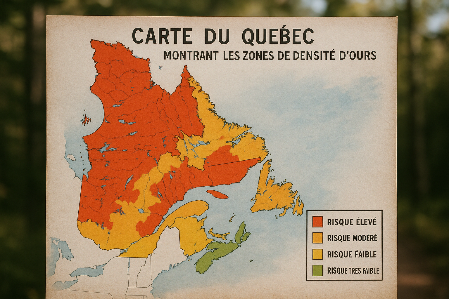 Quebec black bear density map hiking risk zones