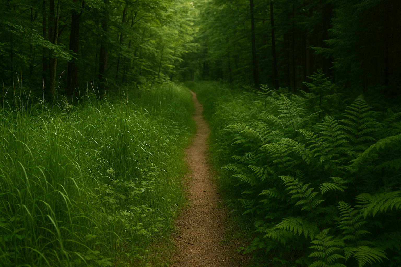 dense forest trail tall grass ticks Quebec