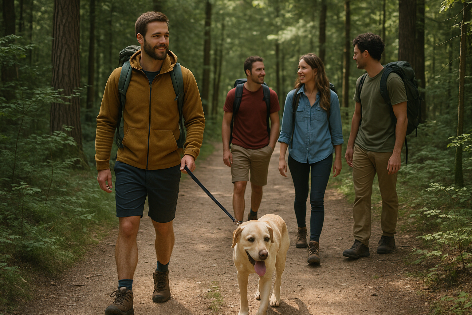 hiker dog leash trail crossing etiquette