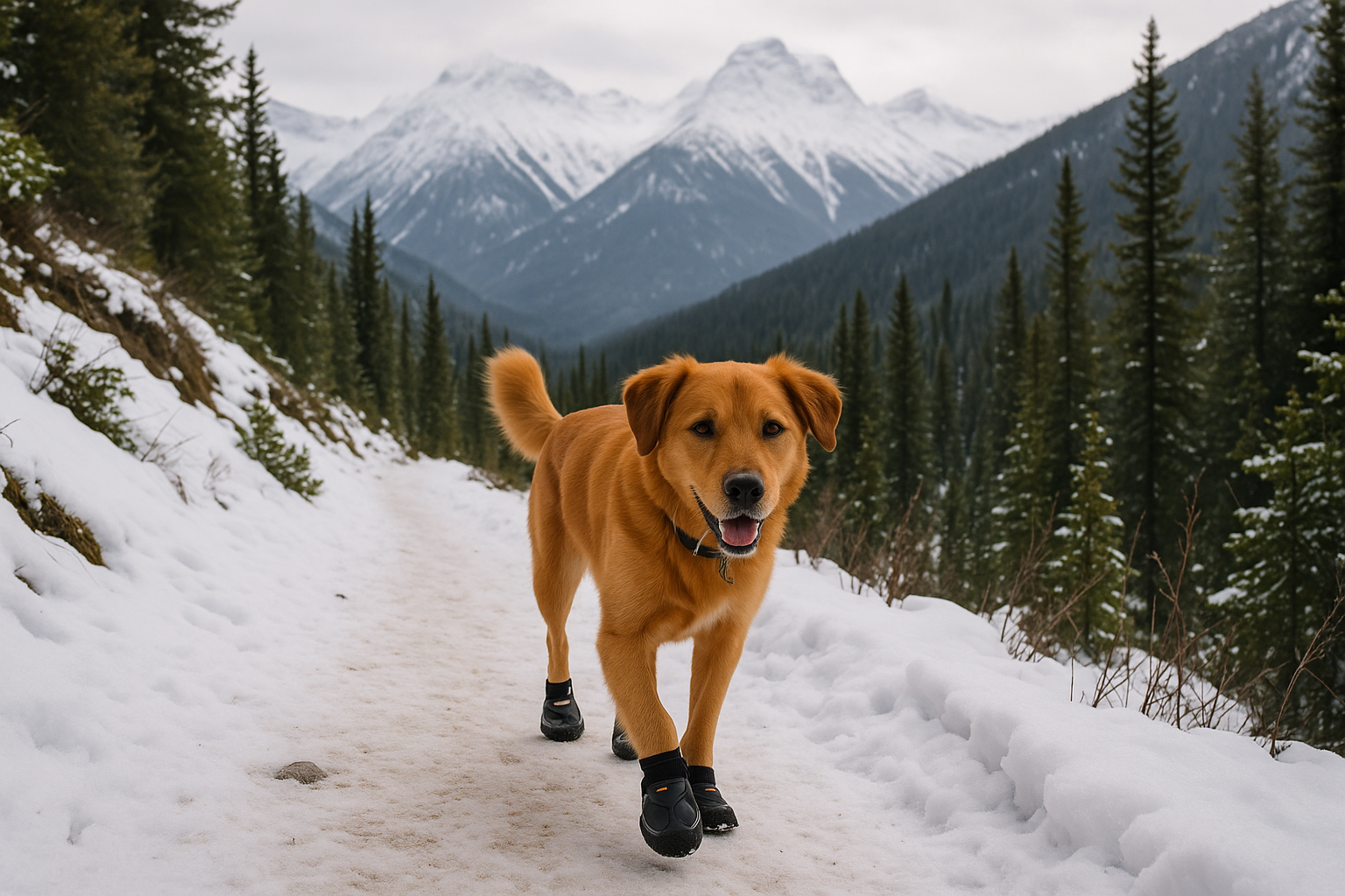 dog booties snow winter trail hiking