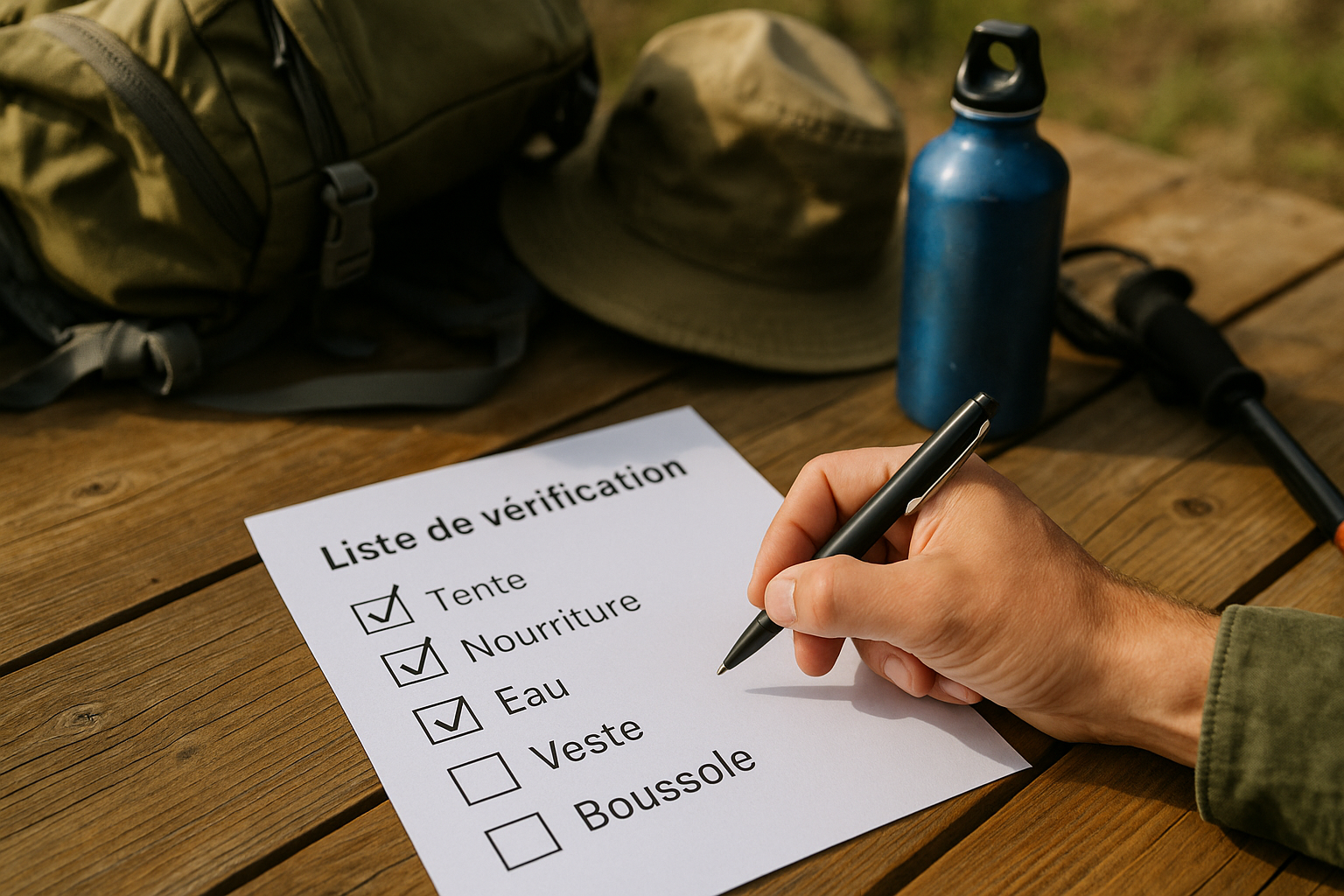 hiking equipment checklist preparation departure