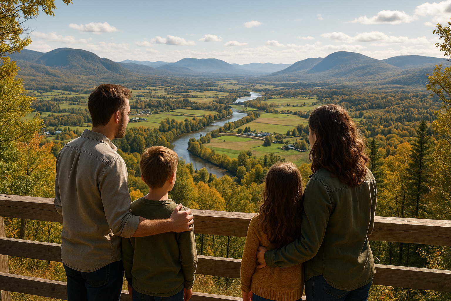 viewpoint panoramic view mountain family Quebec