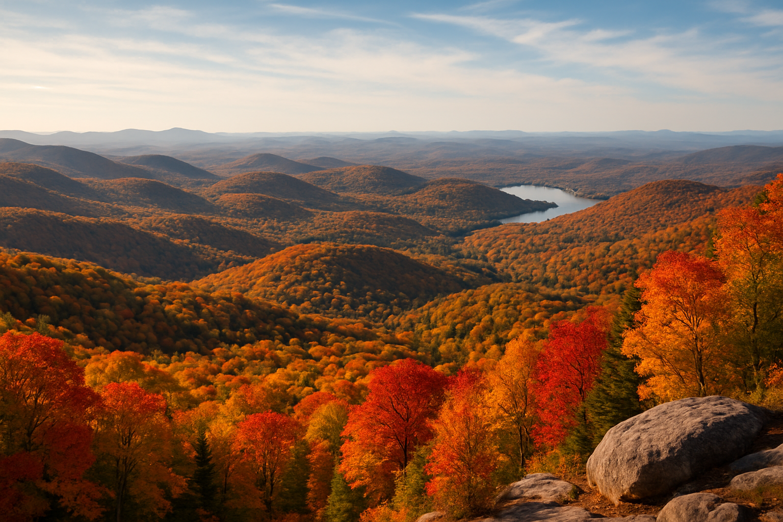 Eastern Townships autumn panoramic view mountain