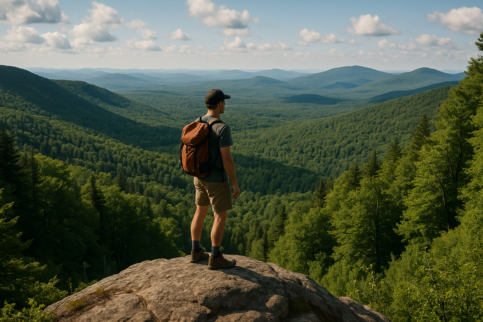 Mont Sutton rocky outcrop view Missisquoi valley