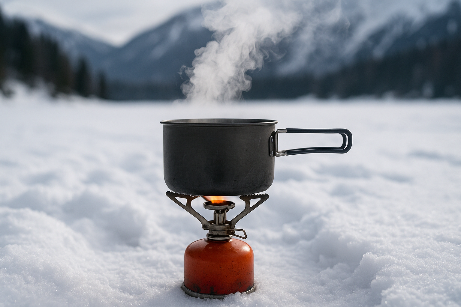winter stove snow camping cold