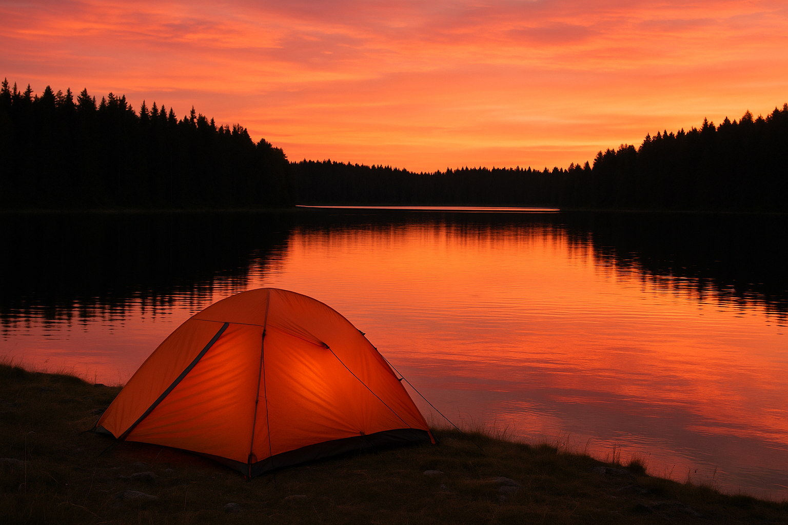 bivouac lac édouard sunset tent