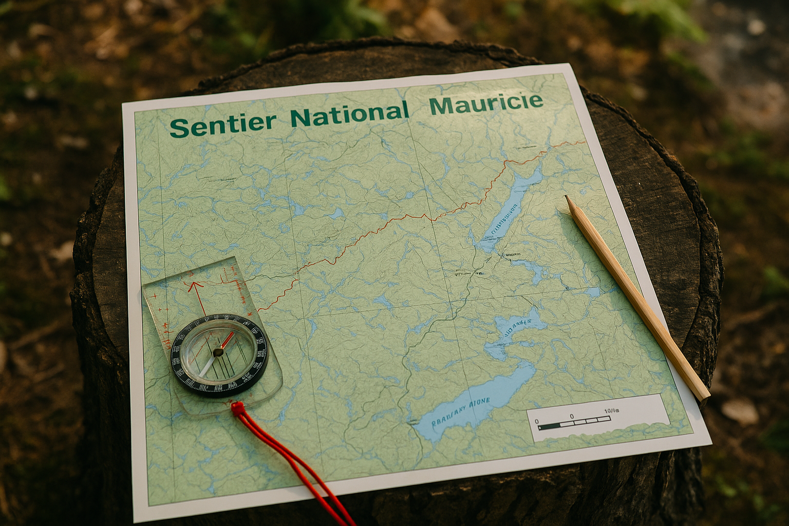 planning sentier national mauricie map compass
