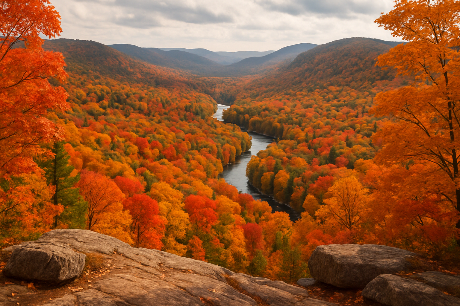 autumn panorama mauricie valley colors