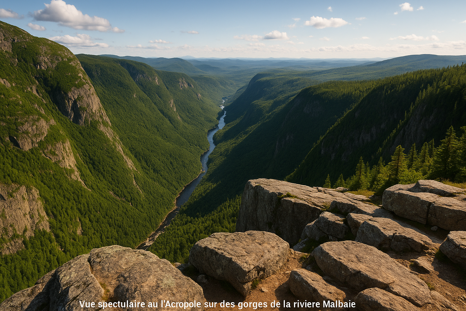 view Acropole Draveurs gorges Malbaie River Charlevoix