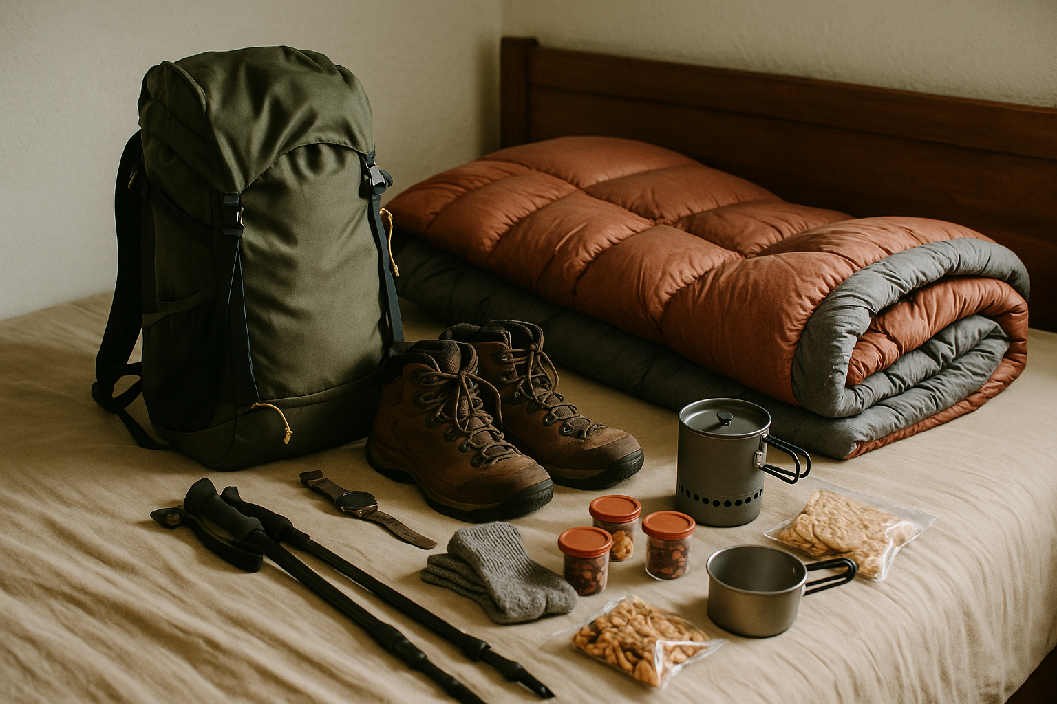 hiking equipment Mont-Albert refuge preparation
