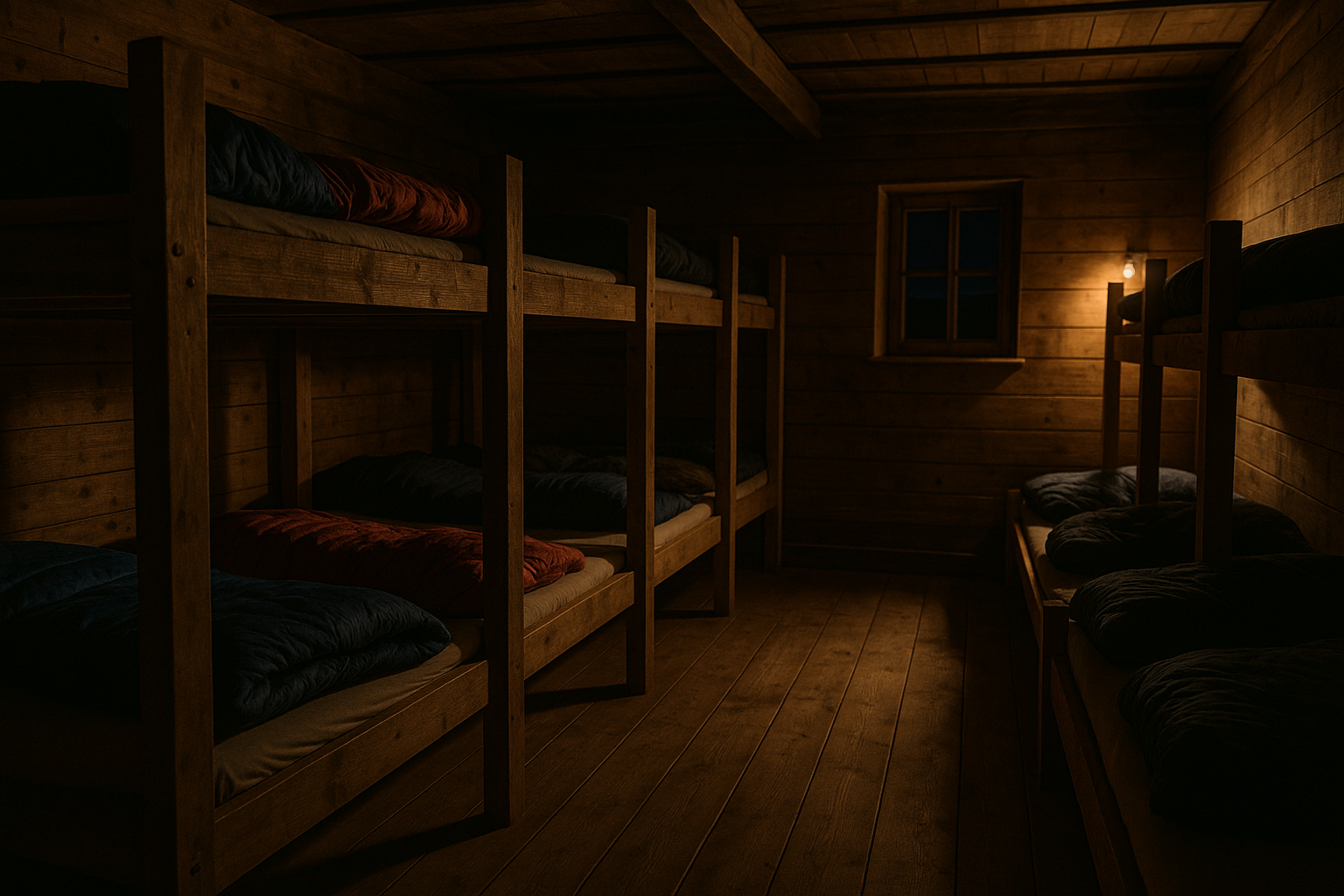 Mont-Albert refuge dormitory night sleeping bags