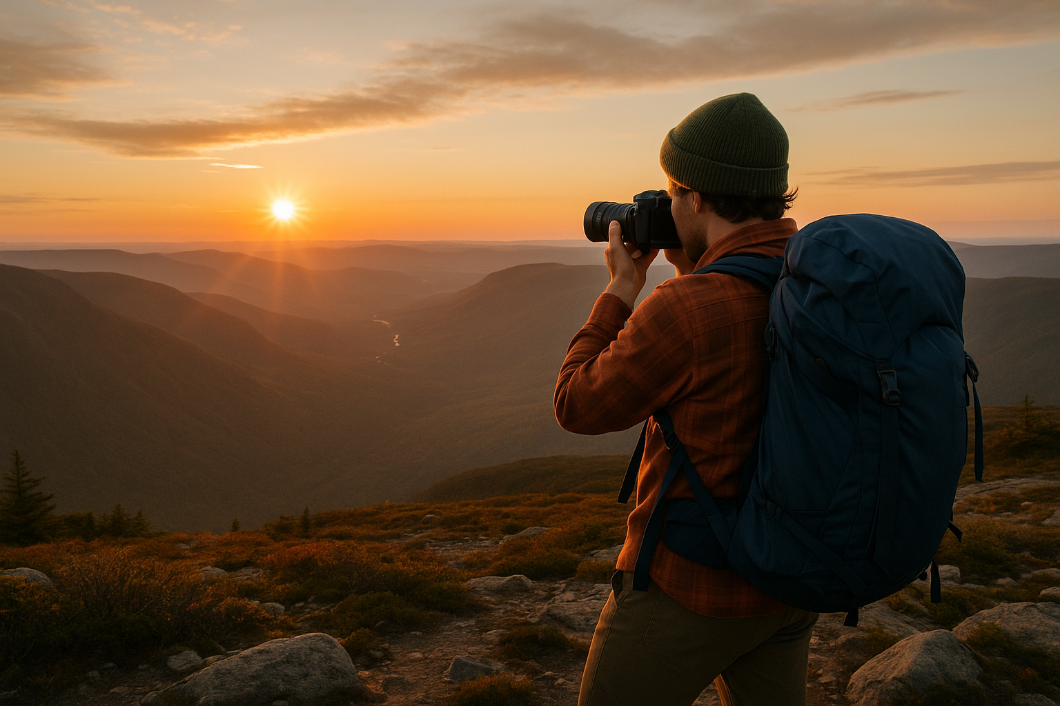 photographer sunset Mont-Albert camera