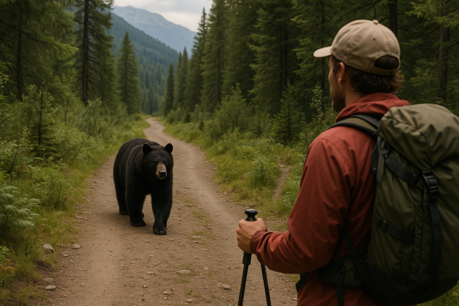 ours noir sentier randonneur distance sécurité