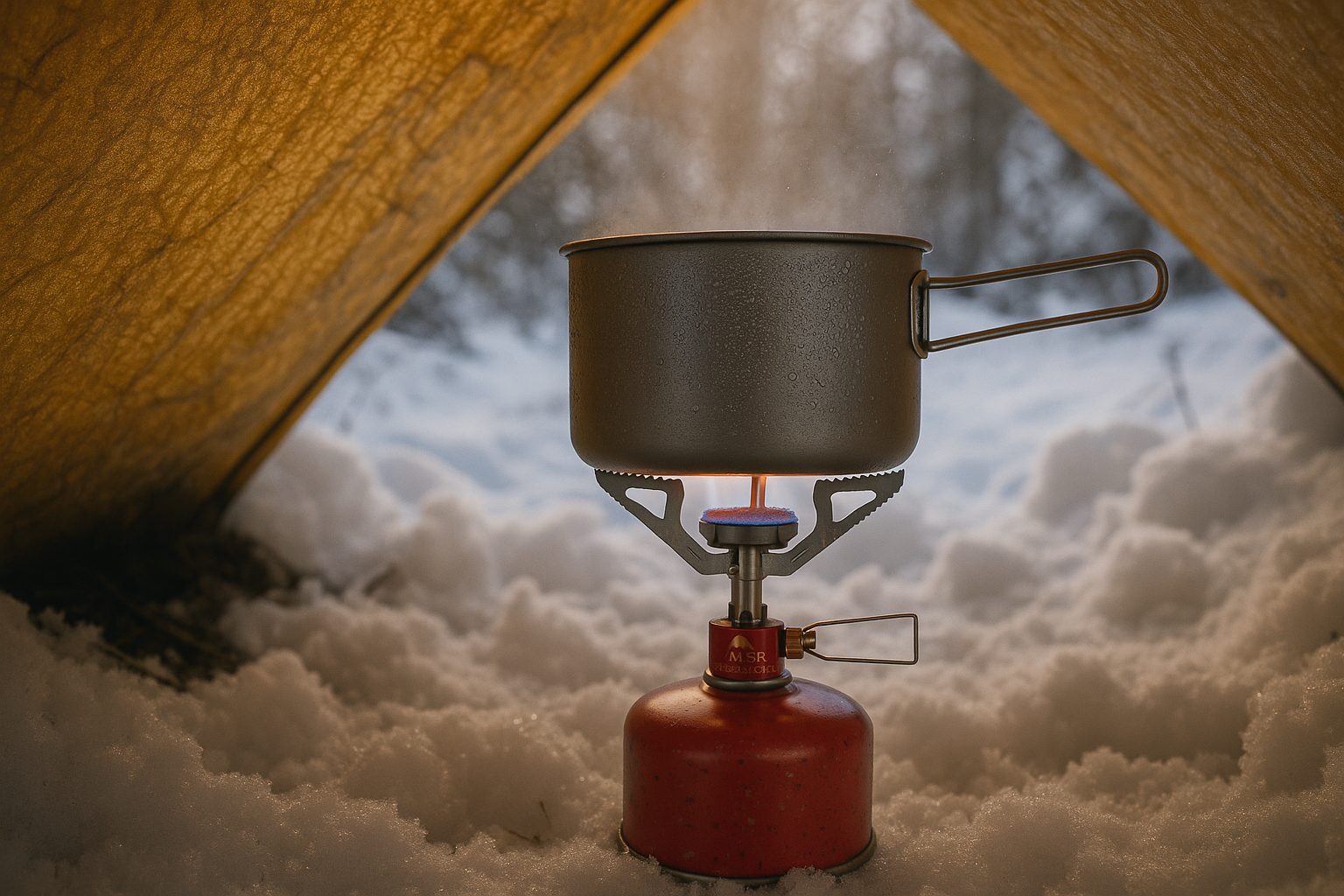 MSR winter stove camping cold shelter