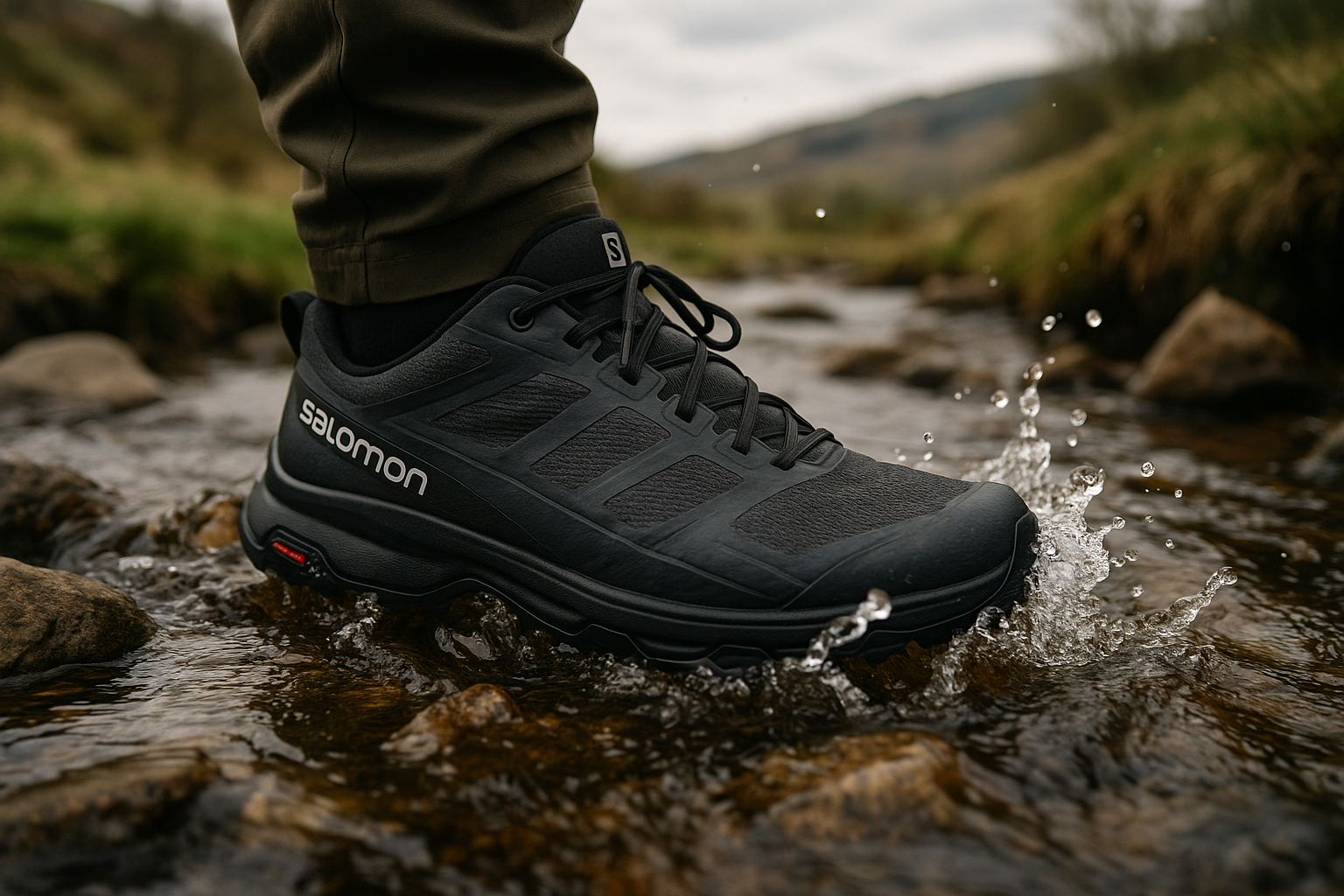Salomon X Ultra 4 GTX waterproof test stream crossing