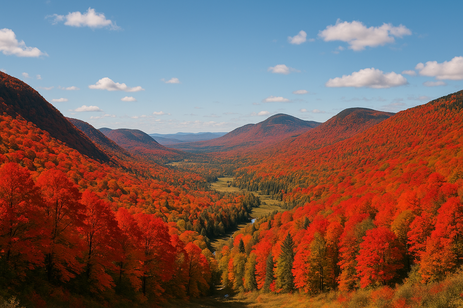 Quebec autumn mountain valley colors