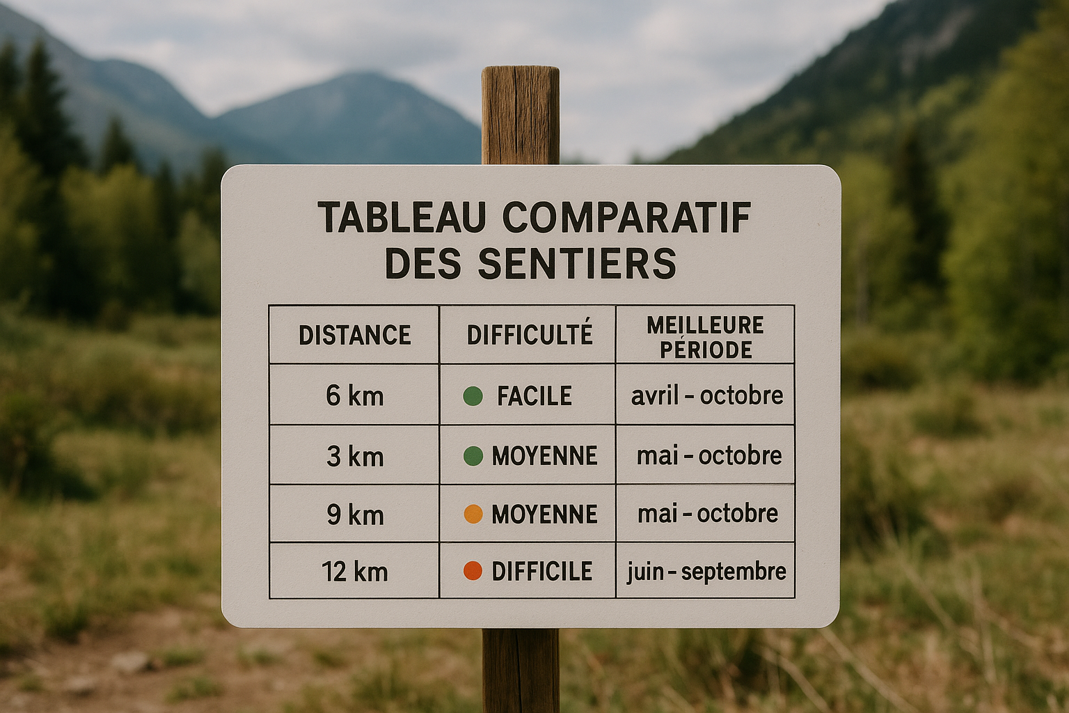 Quebec autumn trails comparison table