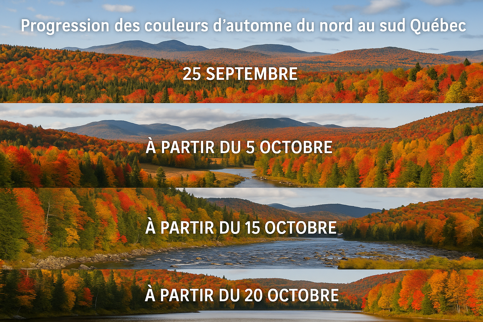 Quebec autumn color progression calendar