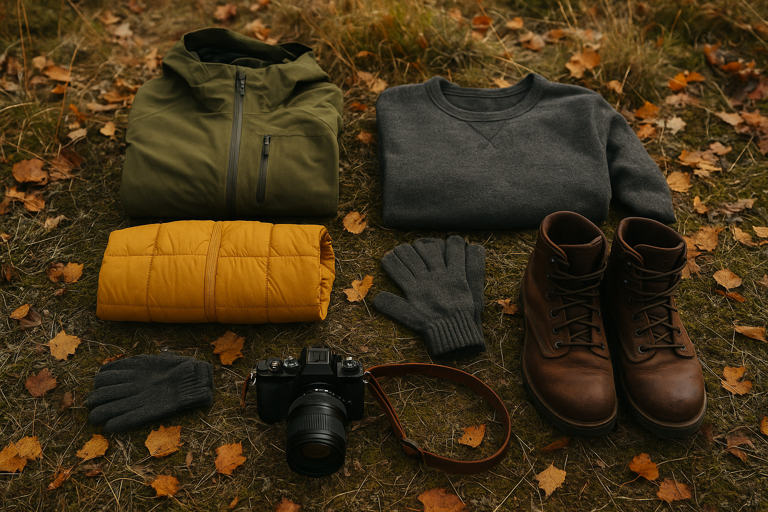 autumn hiking equipment clothing shoes
