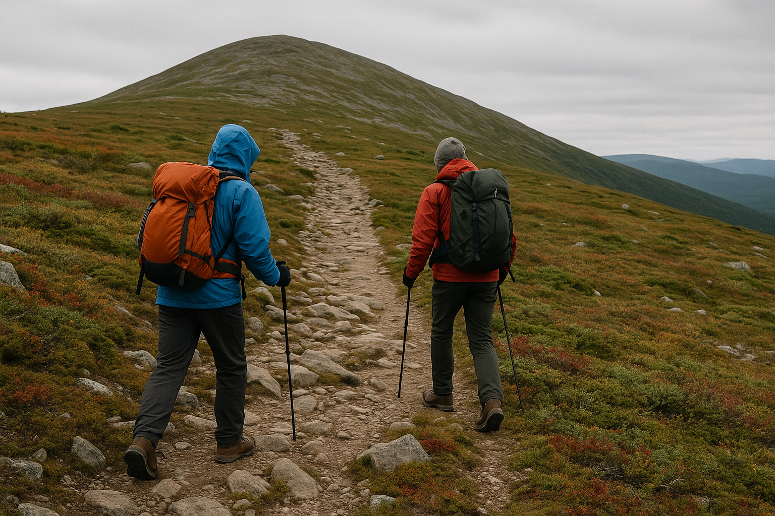 hikers Mont Jacques-Cartier equipment layers