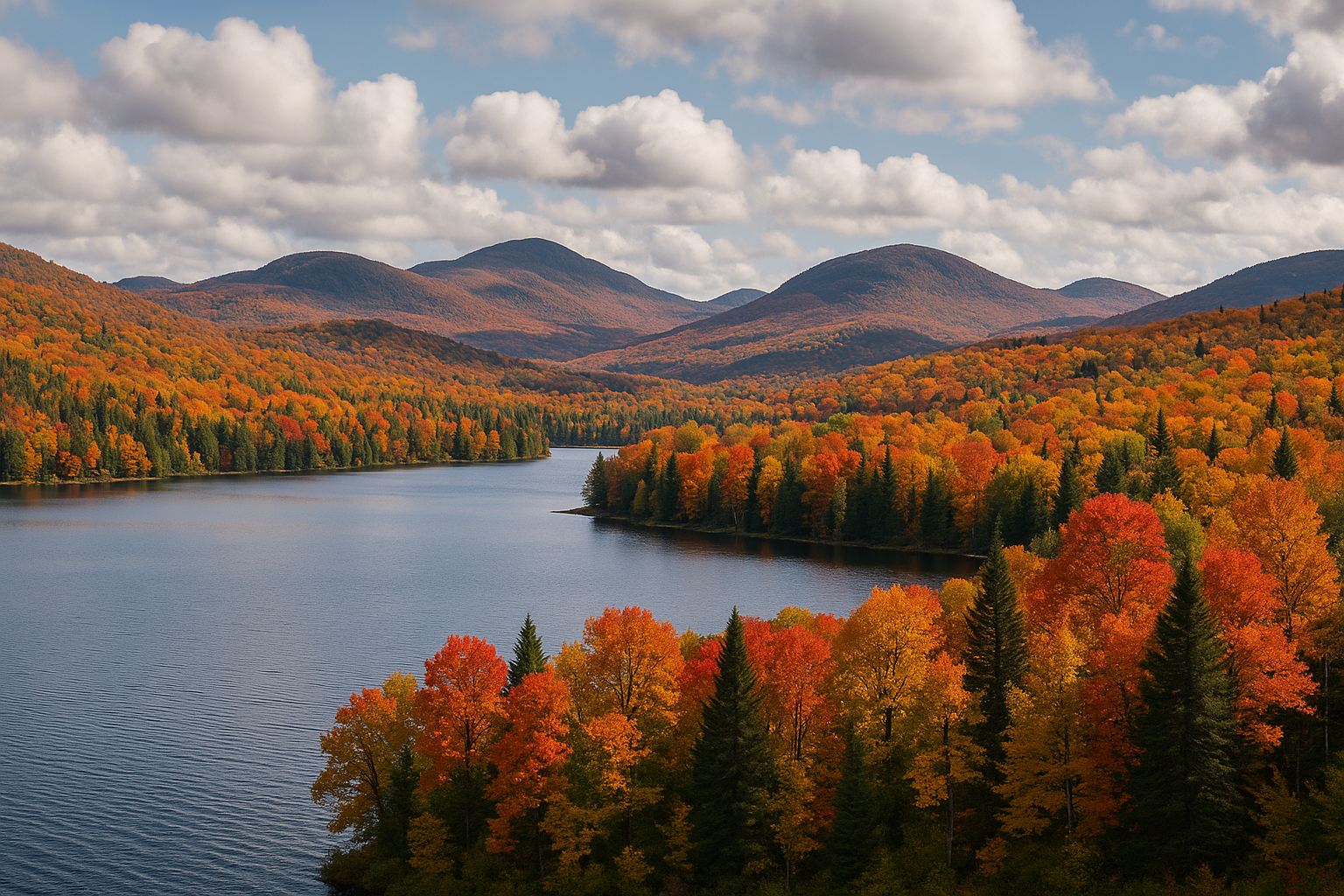 panorama Laurentides automne lac montagne