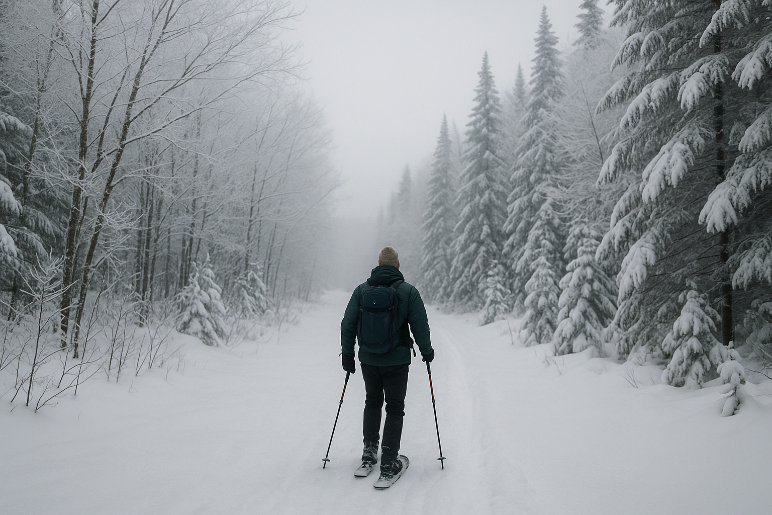raquettes sentier neige hiver Laurentides