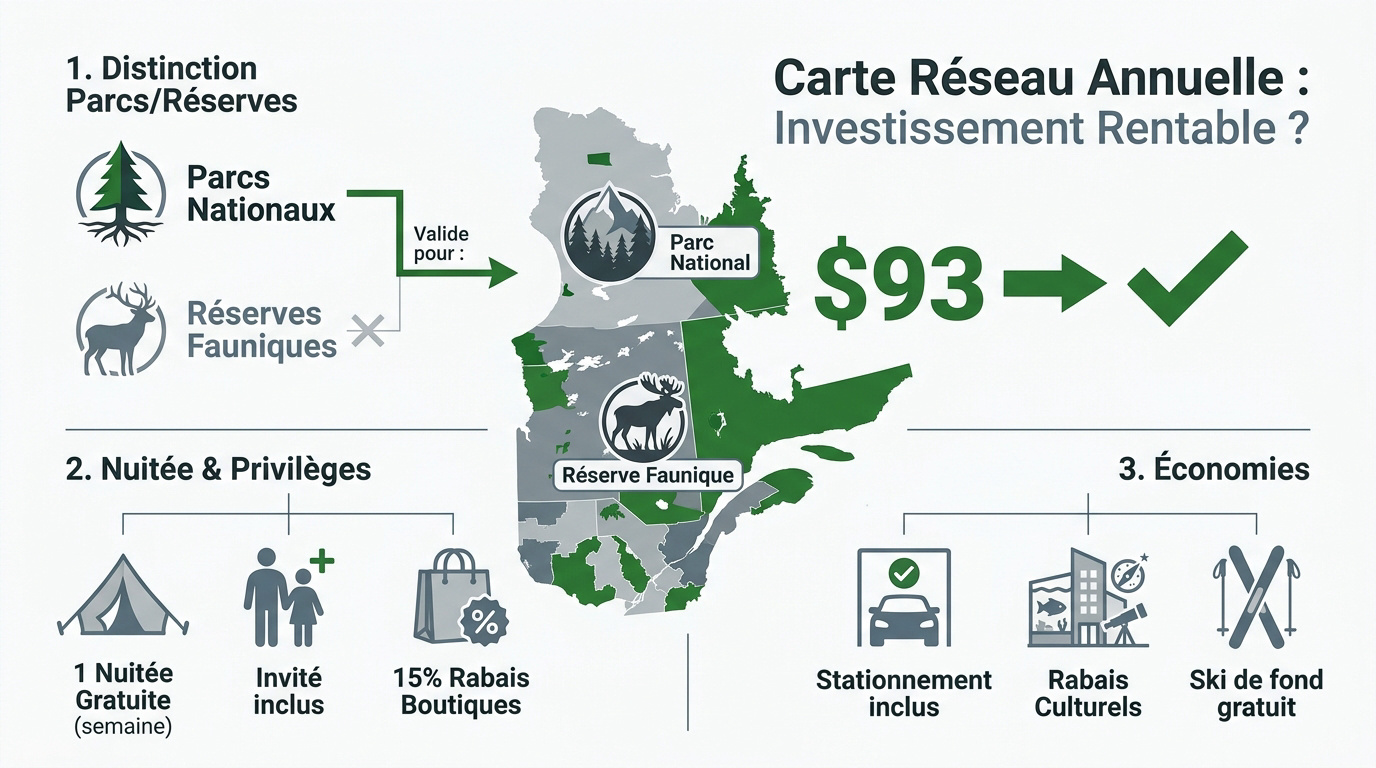 Carte annuelle d'accès aux parcs nationaux de la Sépaq posée sur une table en bois