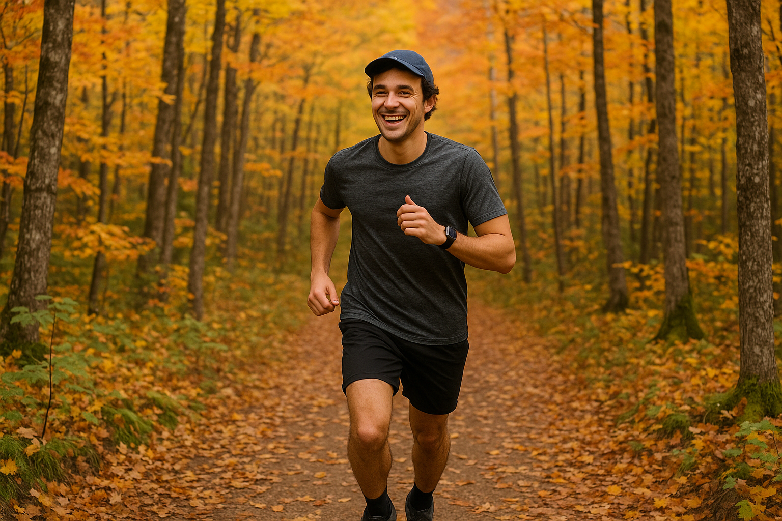 beginner trail running forest trail Quebec