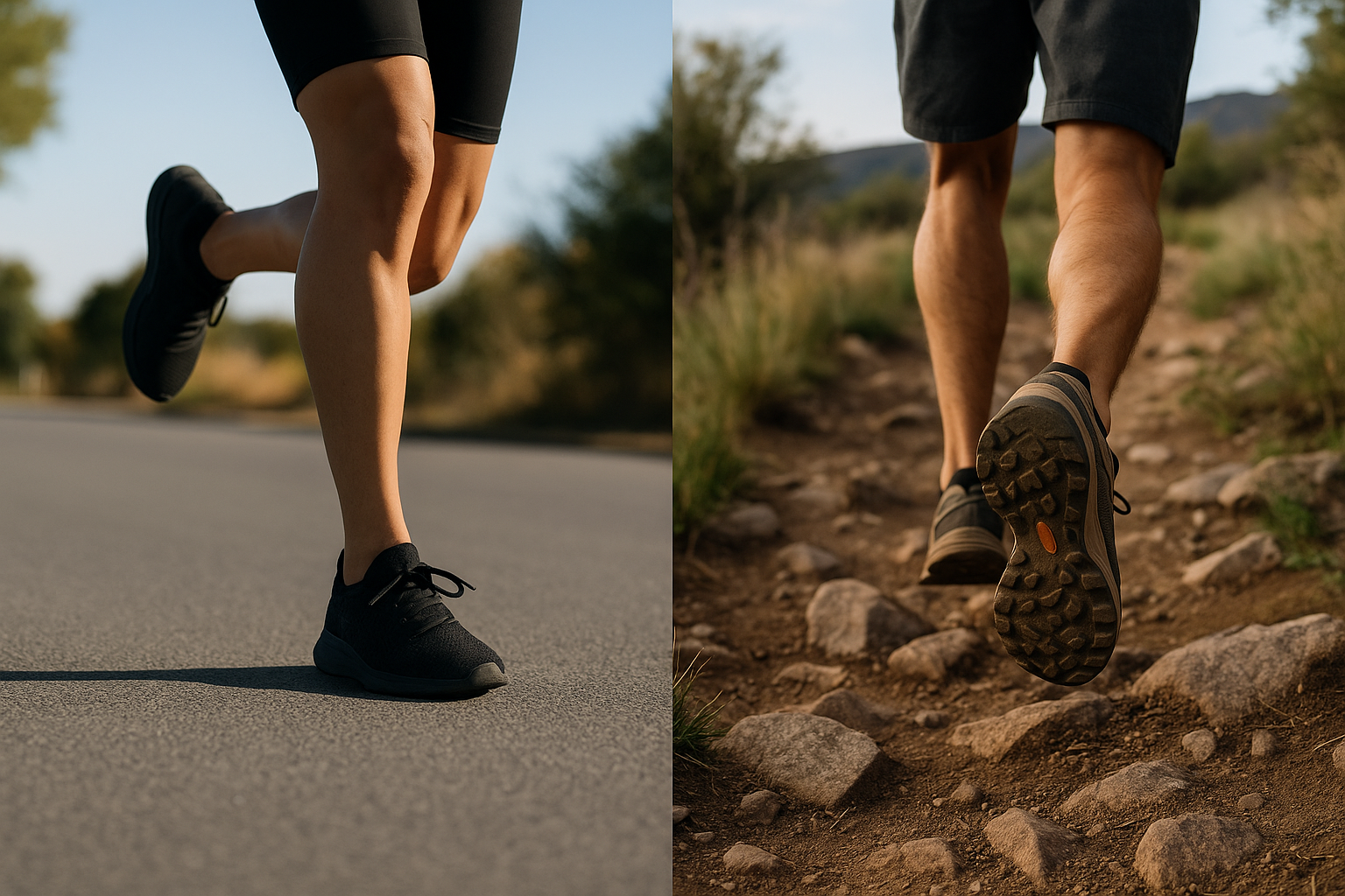 difference stride road trail running