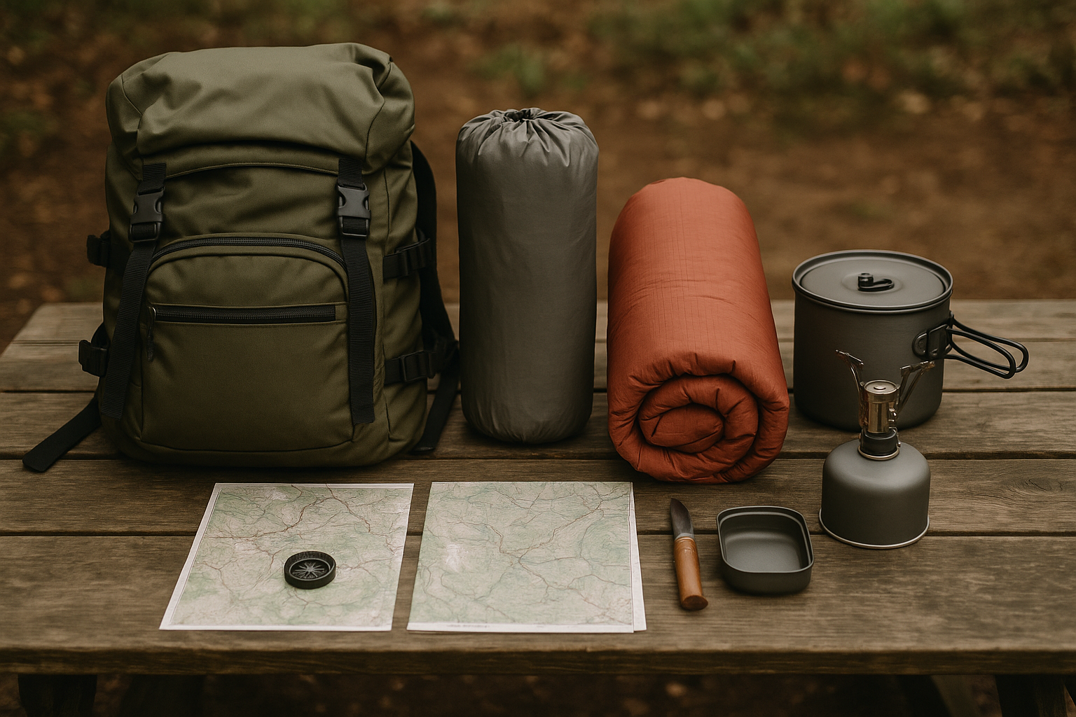 4-day hiking equipment organized