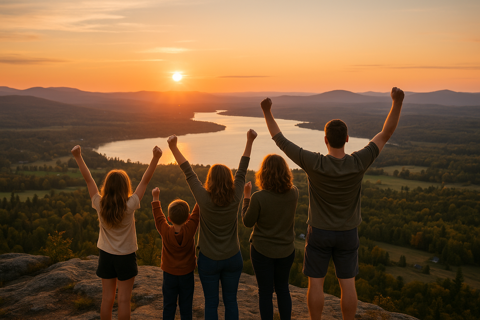famille succès sommet montagne victoire québec
