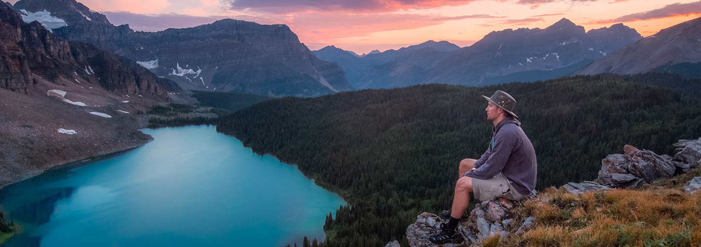 Hiking  mountain outdoor sky valley nature canyon man lake person water landscape cloud tree highland crater land