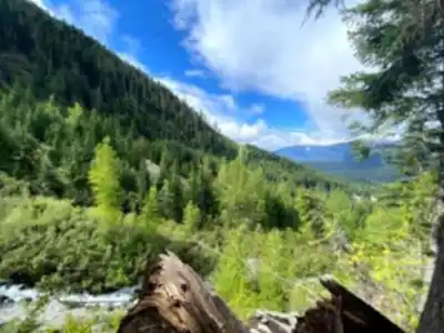 Hiking view of Wedgemount Lake