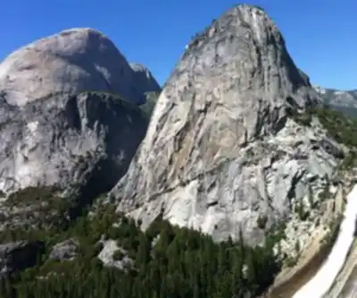 Hiking view of Vernal and Nevada Falls (The Mist) Trail