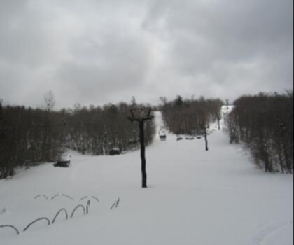 Middlebury College Snow Bowl trail - hiking in Green Mountains  snow outdoor tree sky skiing winter nature transport cold ski tow slope ski slope forest day
