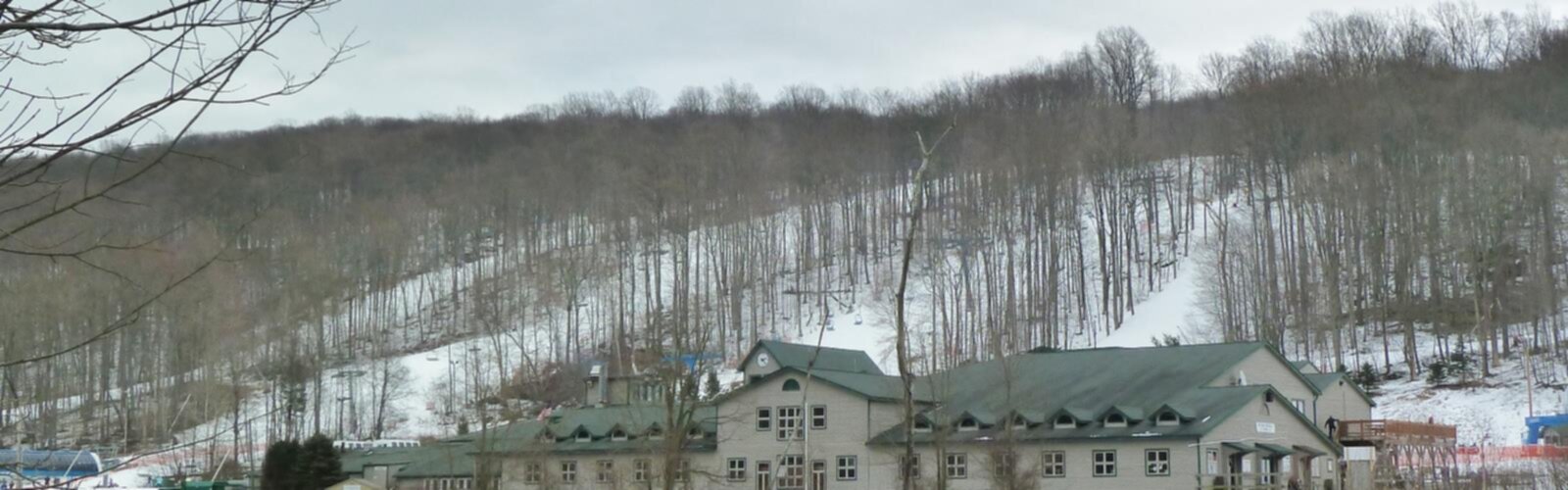 Hiking Shawnee Mountain - panoramic view  outdoor snow sky tree fog house day