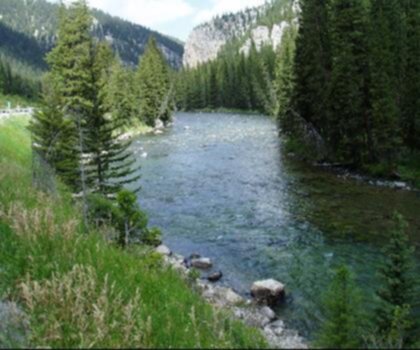 Gallatin River Wyoming border to the Missouri River trail - hiking in Idaho  tree outdoor mountain forest water lake conifer nature plant snow larch wooded wilderness spruce wood surrounded hillside day