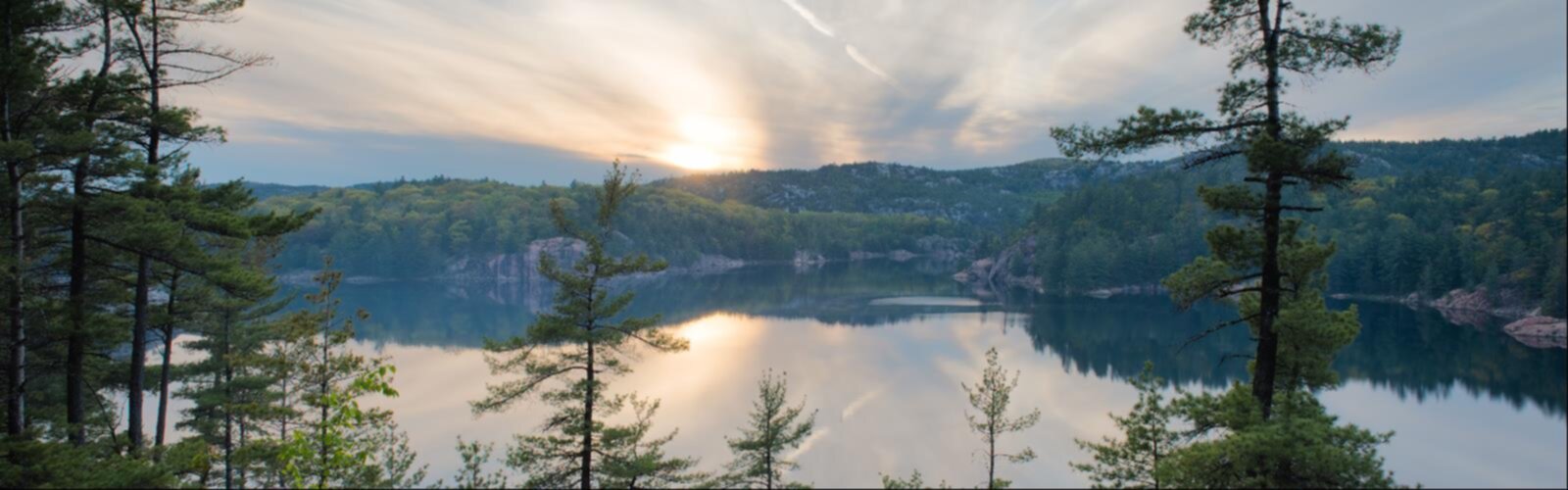 Hiking Killarney Provincial Park - panoramic view  tree sky outdoor lake mountain water cloud nature landscape pond plant surrounded forest clouds