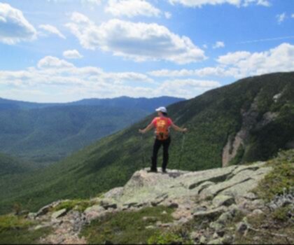 Bondcliffs, New Hampshire trail - hiking in White Mountains  mountain outdoor sky hiking nature person clothing cloud hiking equipment hill hillside highland