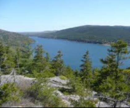 Saint Sauveur Mountain, Maine trail - hiking in Down East & Acadia  tree sky water lake mountain outdoor nature shore plant